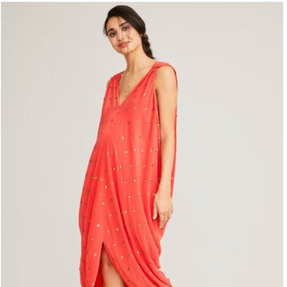 HATCH‎ Maternity Silk Pink The Amira Caftan Dress OS Silk Sequins Formal NEW - Picture 1 of 7